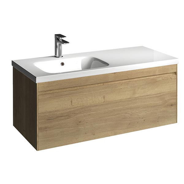 HAMPTON 1000MM 1 DRAWER WALL UNIT OAK
